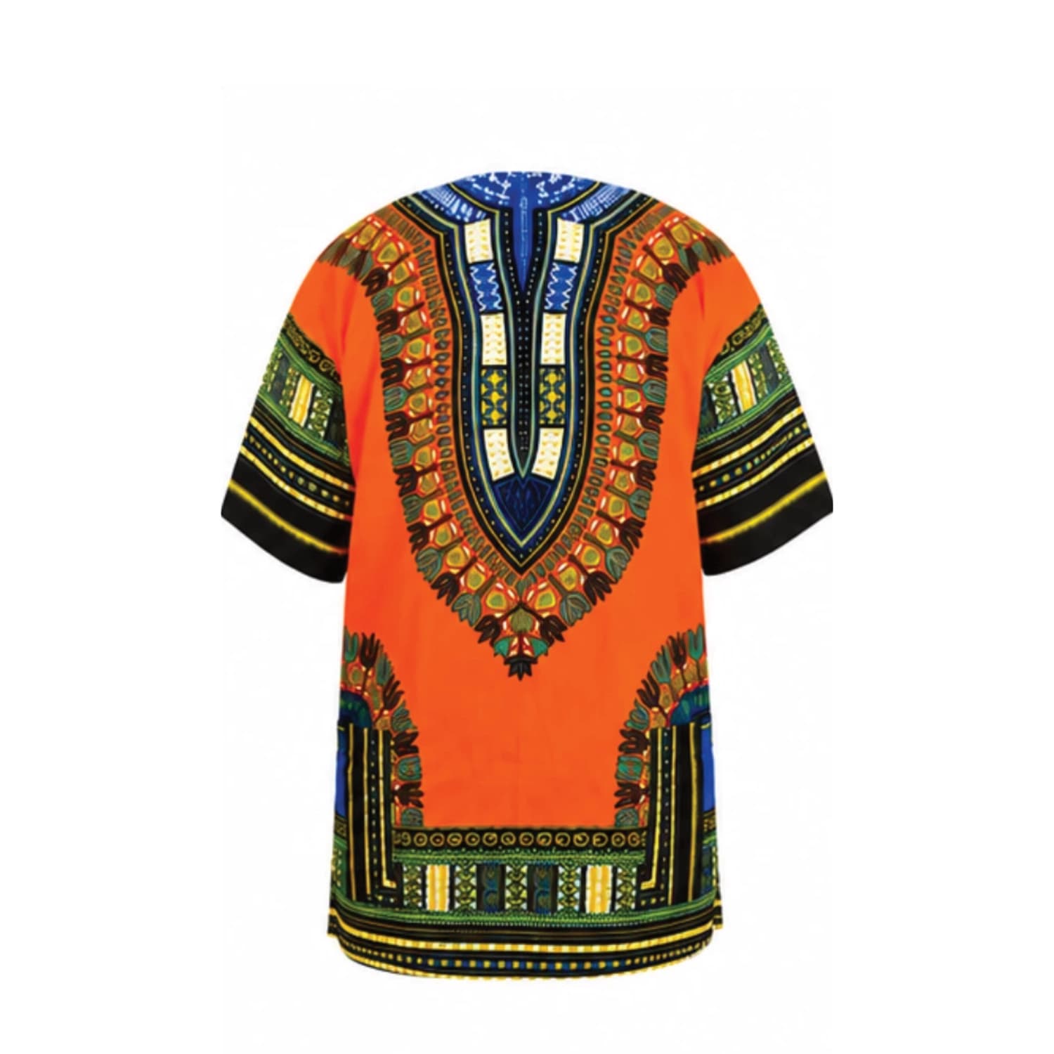 Dashiki : Orange Multicolor Print Tunic