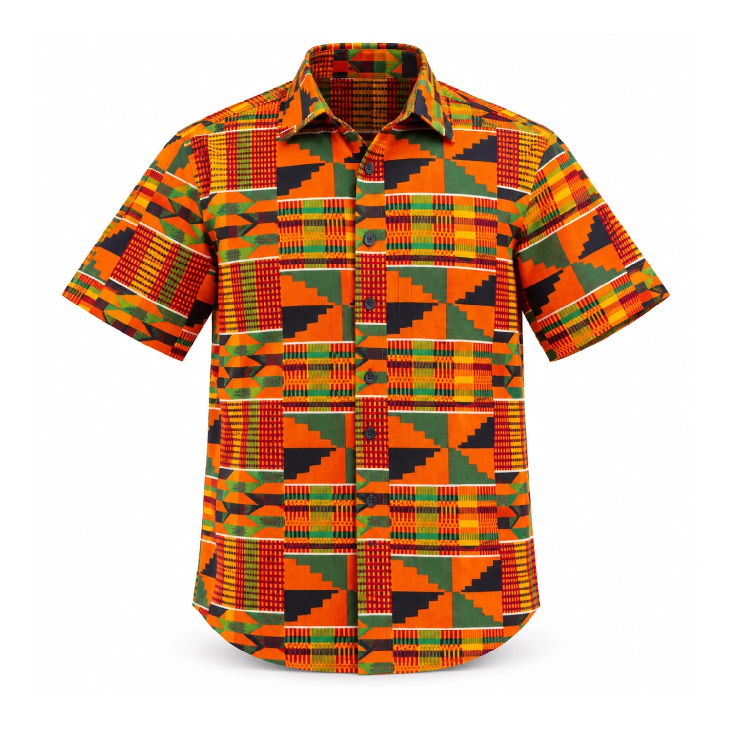 Orange Geometric Print Short Sleeve Shirt